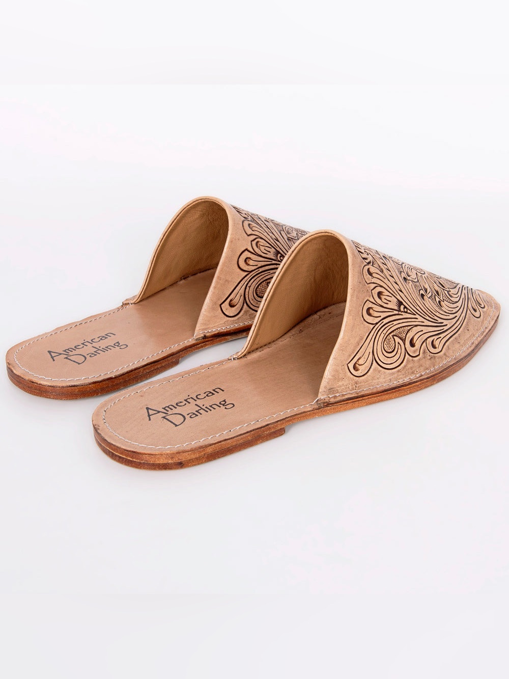 American Darling Floral-Engraved Leather Mules - Picture 4 of 7